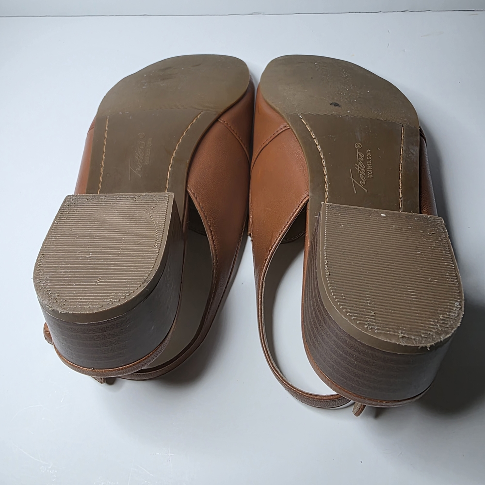 Trotters Nila Leather Slingback Heels – Size 6.5 Medium Luggage Color - Picture 9 of 11